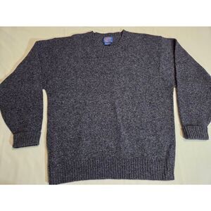 PENDLETON SHETLAND WOOL CREWNECK PULLOVER KNIT SWEATER BLUE HEATHER MENS XL